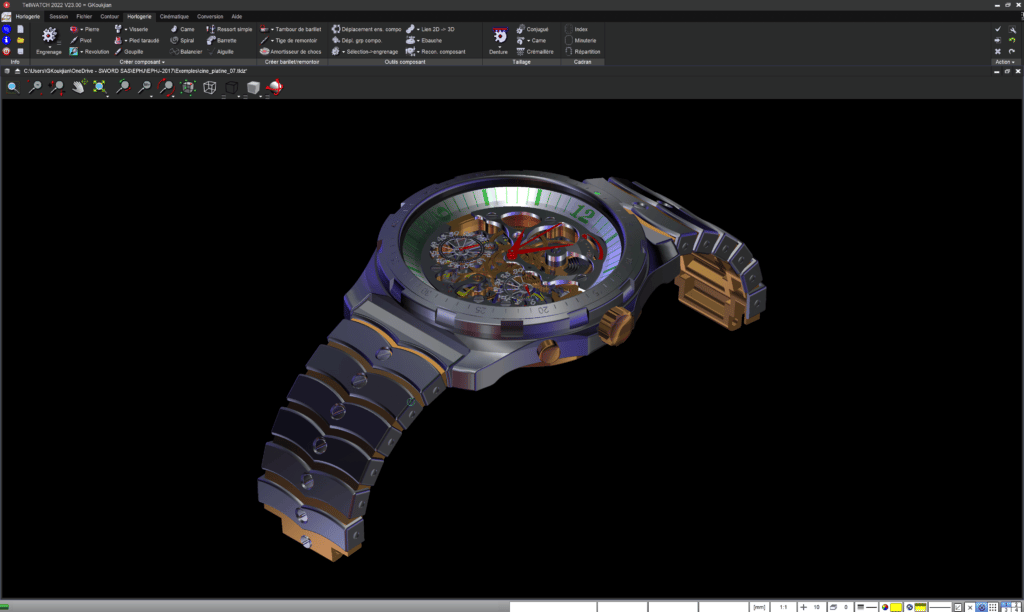 software for the complete design of watch mechanisms
