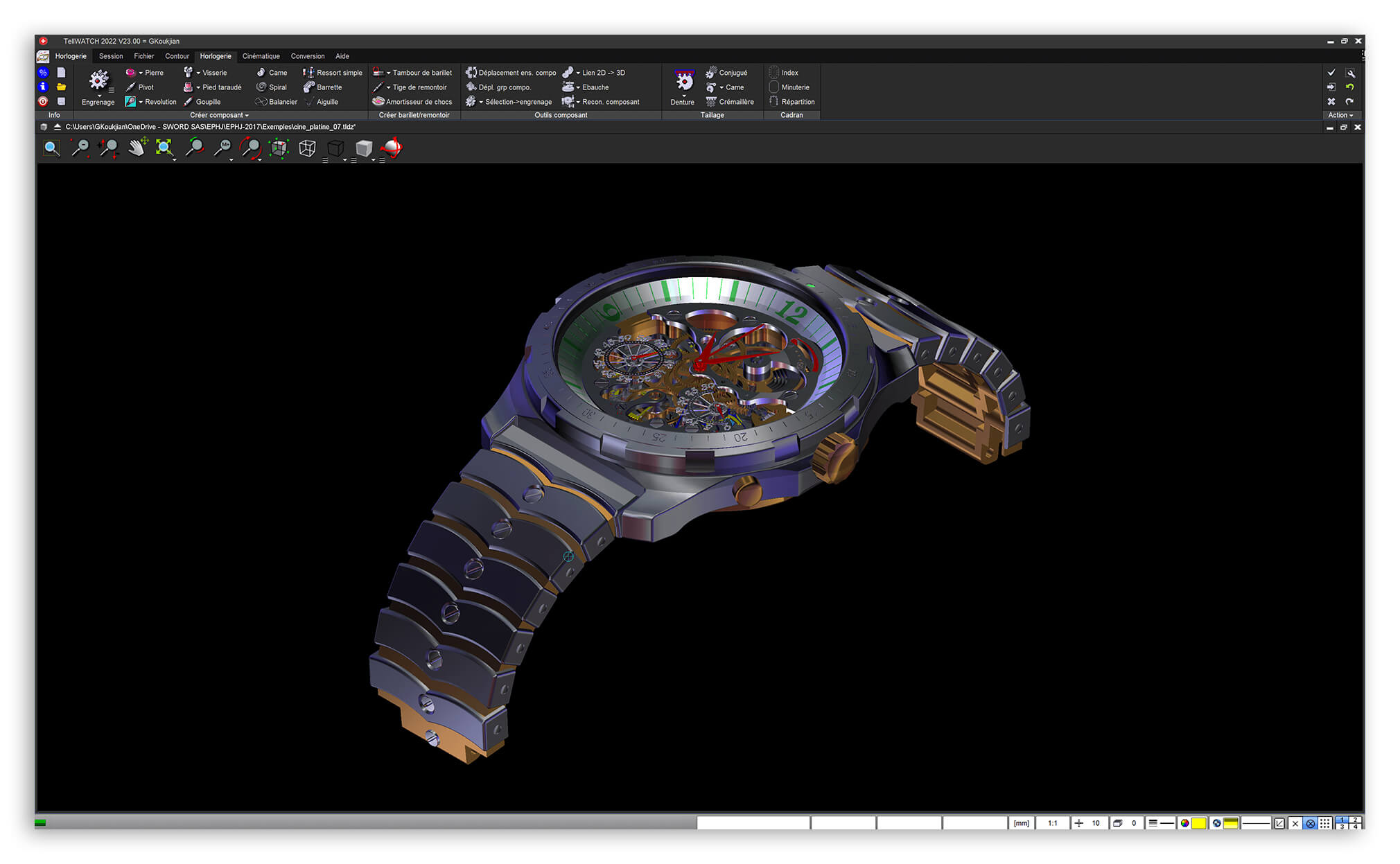 software for the complete design of watch mechanisms