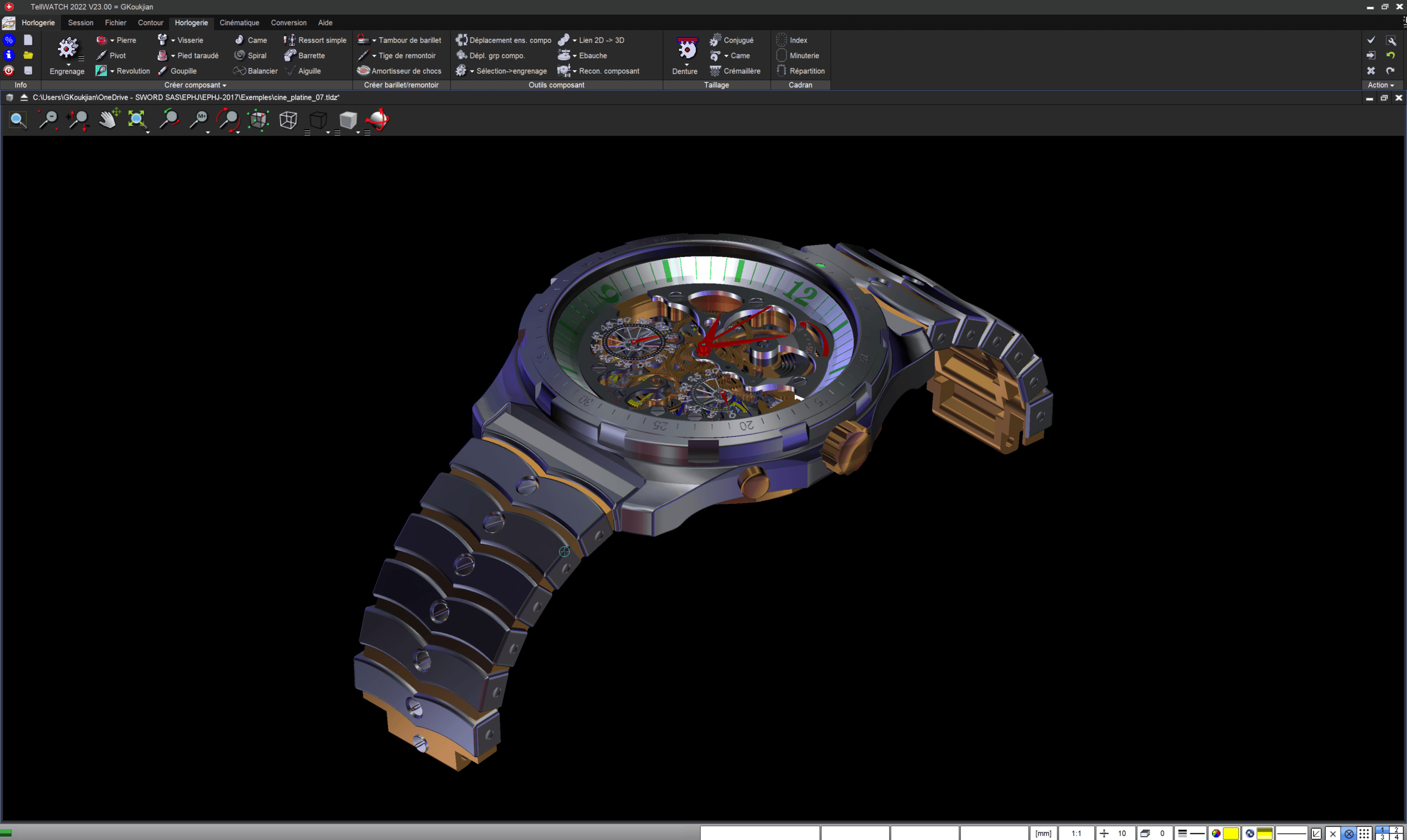 software for the complete design of watch mechanisms